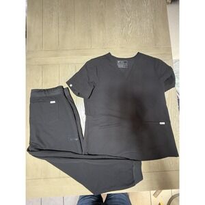 FIGS Scrub Set Womens XL Black Technical Casma Top Zamora Jogger Pants